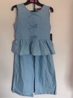 Vince Camuto Kids Girls Light Blue Top & Wide Leg Bottom Set size 12